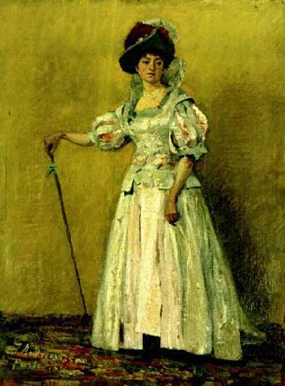 Ion Andreescu Portret de femeie in costum de epoca Sweden oil painting art